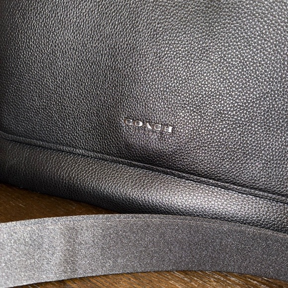 Coach Black Pebbled Leather Messenger Bag - Picture 2 of 5